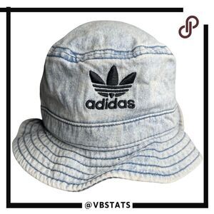 Adidas Unisex Embroidered Trefoil Logo Originals Denim Bucket Hat Acid Wash OS